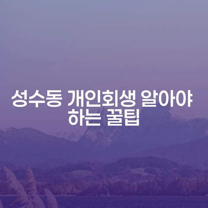 성수동 개인회생 알아야 하는 꿀팁