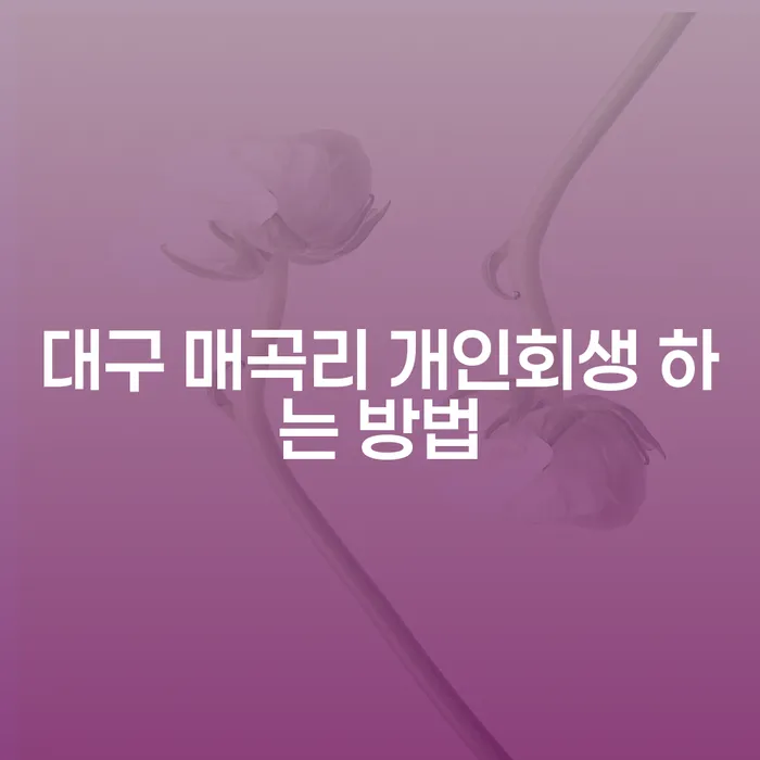 대구 매곡리에서 개인회생을 어떻게 신청해야 할까요?